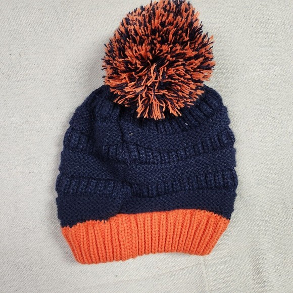 Auburn Tigers Colors Beanie One Size Fits All Blue Orange Pom Pom - Picture 4 of 7